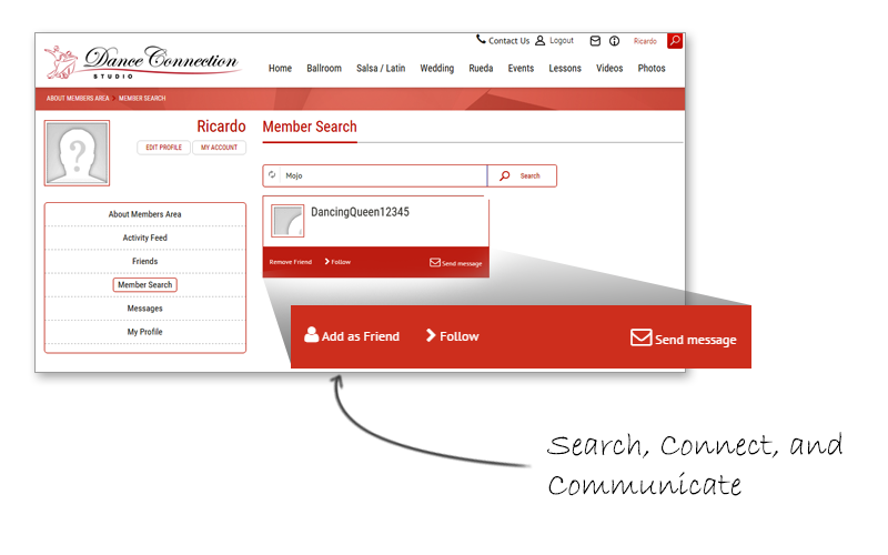 Dance Member Member Search Screenshot